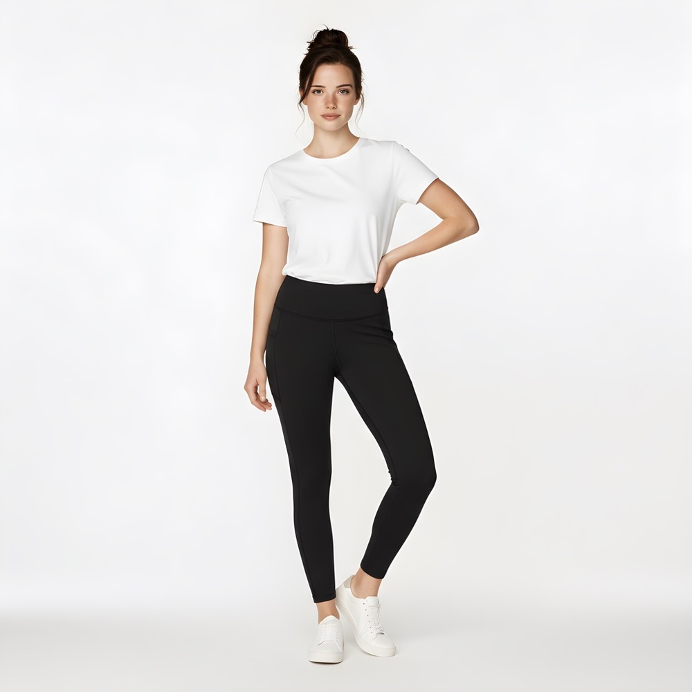 RBX Black Leggings with Stretchy Fabric and Wide Waistband
